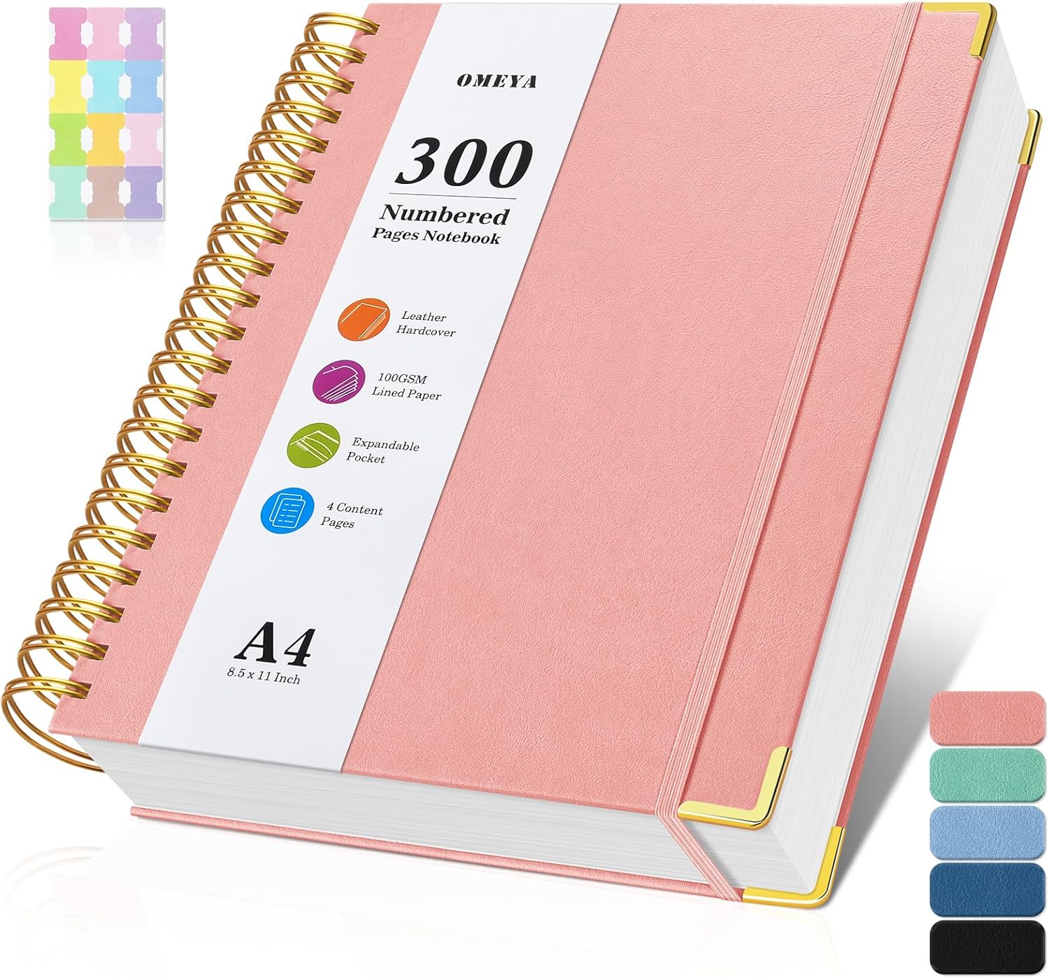 Premium 8.5 x 11 Spiral Notebook - 300 Page Numbered Journal for Writing - 100GSM Thick - A4 Size