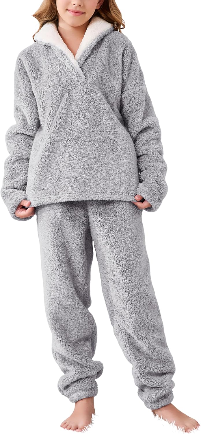 Faleave Girl's Fluffy Pants Sets for Winter Warmth and Comfort