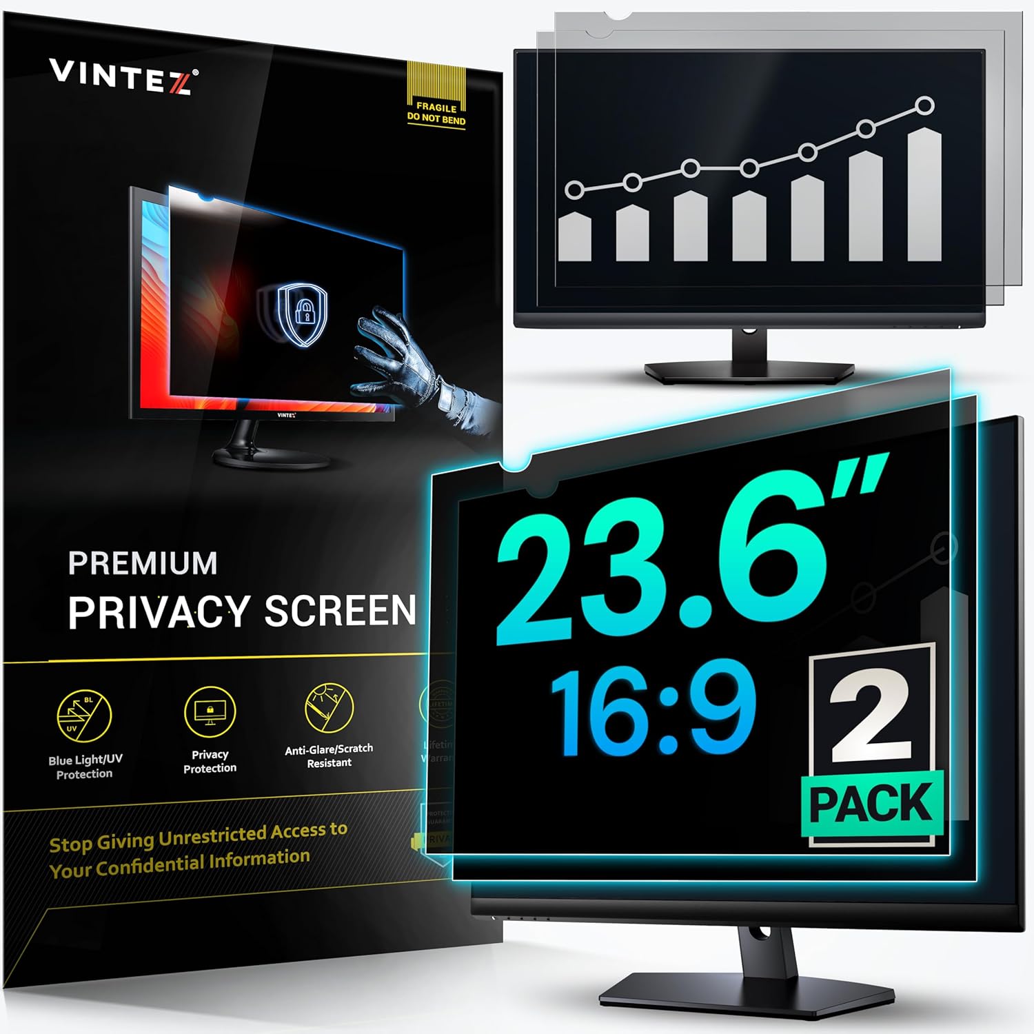 VINTEZ 23.6 Inch Privacy Screen for Computer Monitor and Laptop
