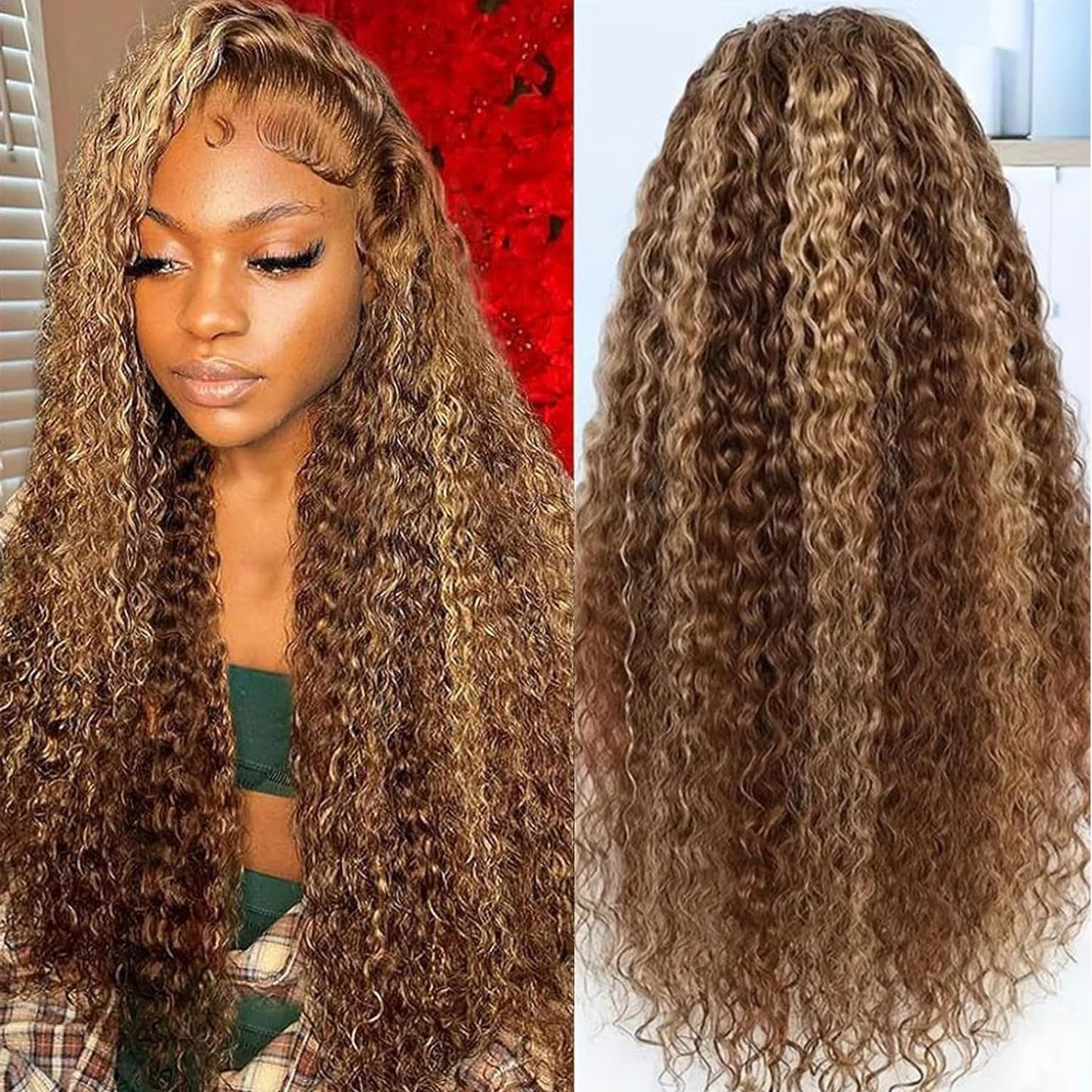 5x5 HD Lace Closure Wigs Human Hair Ombre Highlight Deep Wave