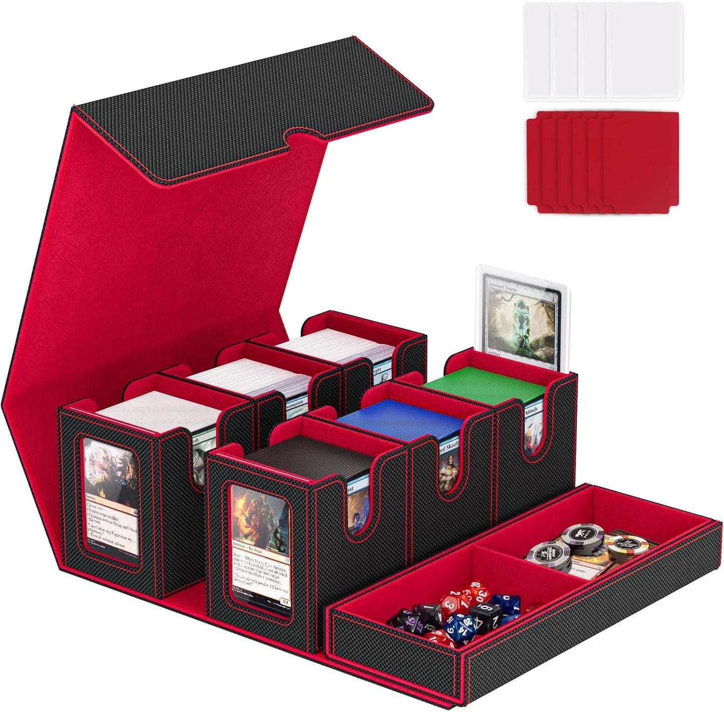 7 In 1 Card Deck Box for MTG with Commander Display and Storage