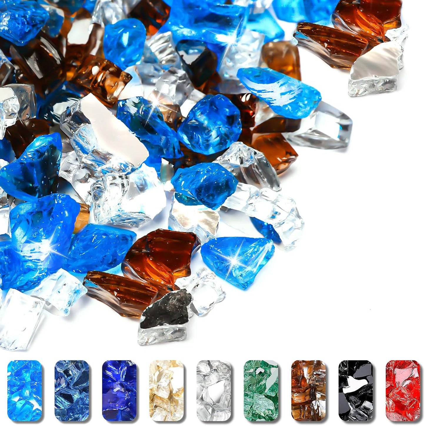 GRISUN 20 Pounds Blended Fire Glass for Stunning Fire Pits