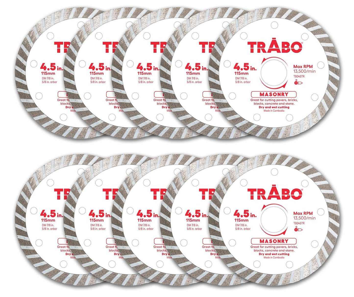 Trabo 4.5 Inch Turbo Rim Diamond Blade for Cutting Concrete