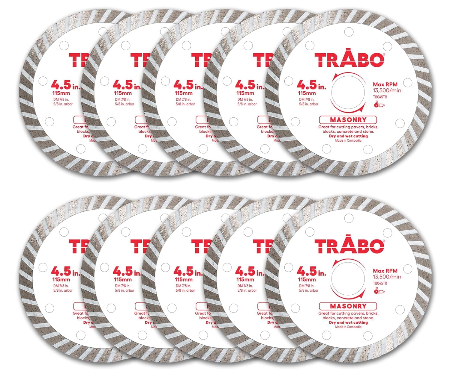 Trabo 4.5 Inch Turbo Rim Diamond Blade for Cutting Concrete