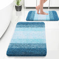 Peacock Blue Microfiber Bath Rug Set 2 Piece - Plush Shaggy Mats