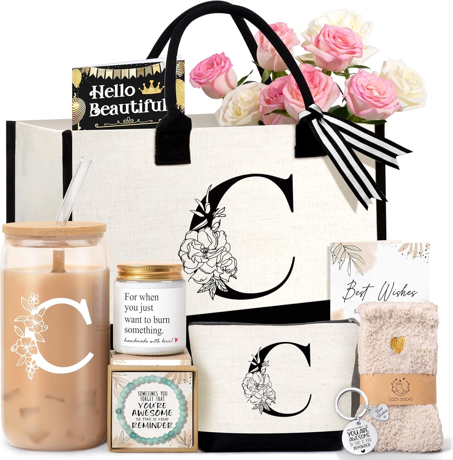 Personalized Birthday Gifts for Women: Monogrammed Tote Bag Set