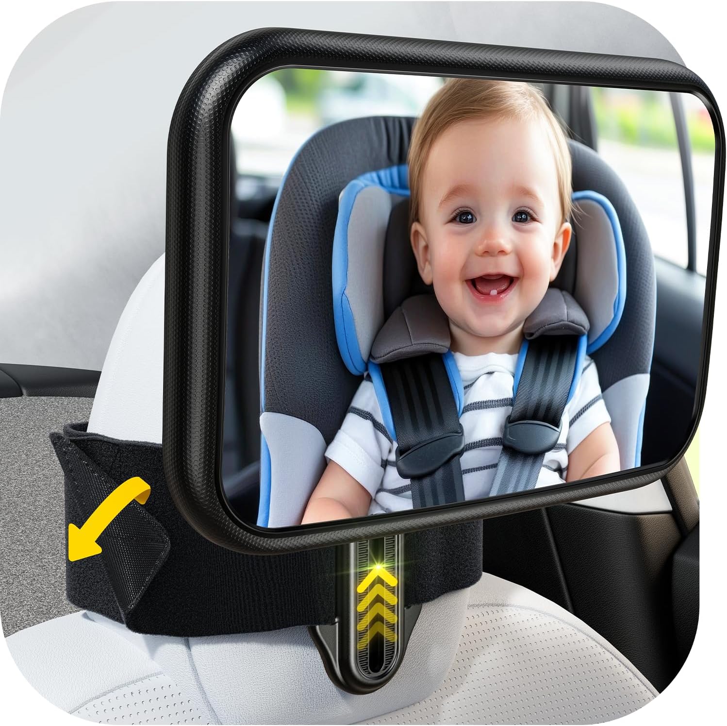 Fixed Headrest Baby Car Mirror for Safe Rear Facing View