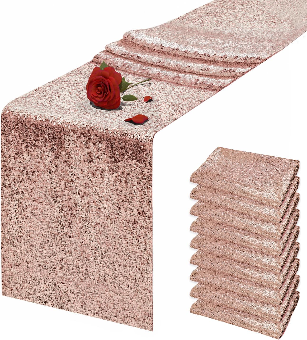 Rose Gold Sequin Table Runner for Weddings and Celebrations