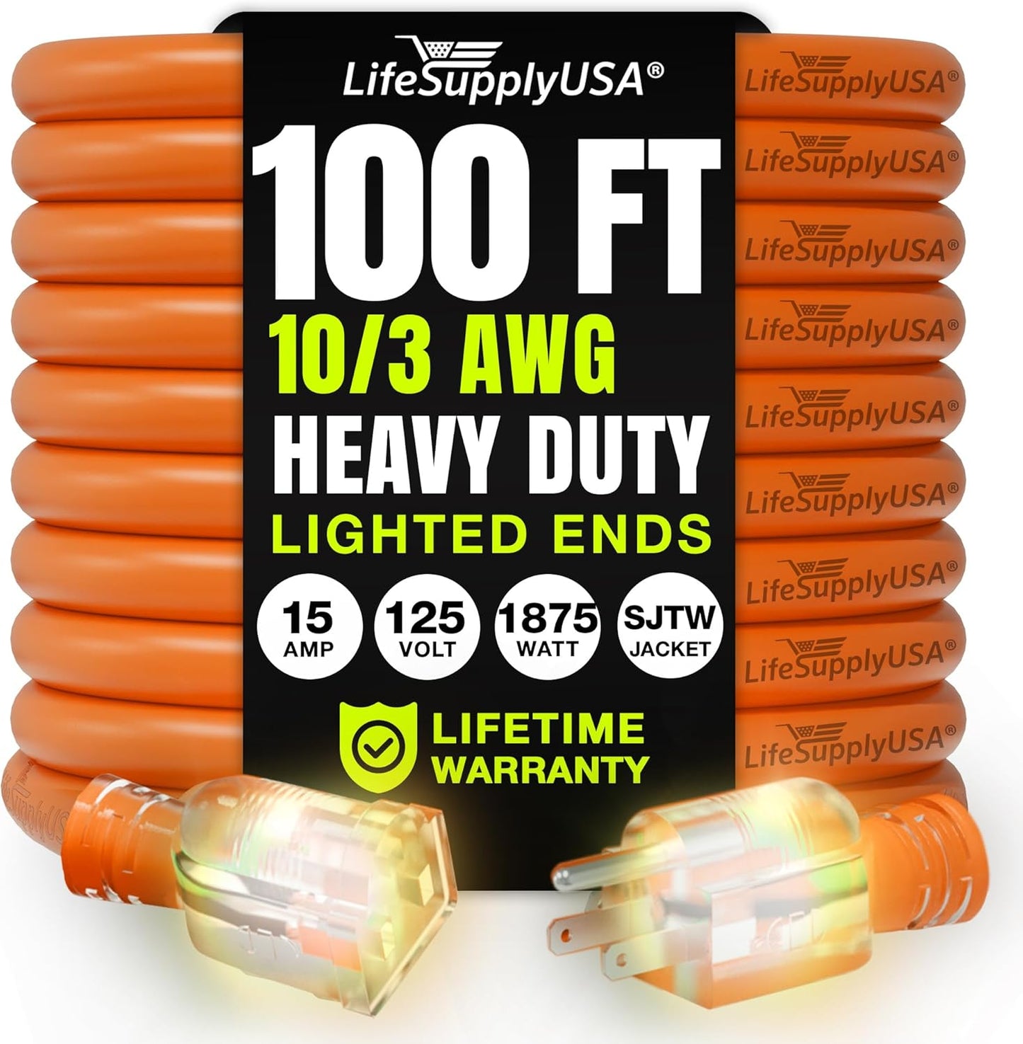 100ft Heavy Duty Extension Cord for Indoor and Outdoor Use