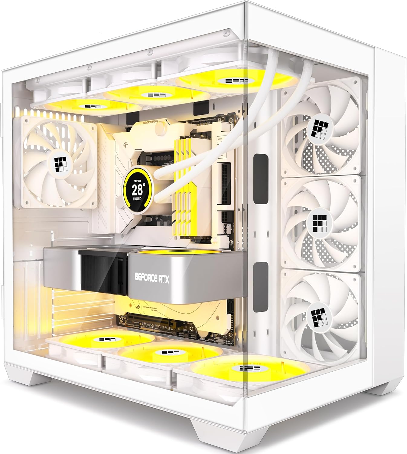 F300 PC Case with 270 Panoramic Glass and 4 RGB Fans for Gaming
