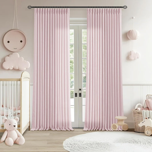 Elegant Blush Pink Semi Sheer 102 Inch Curtains for Home Decor