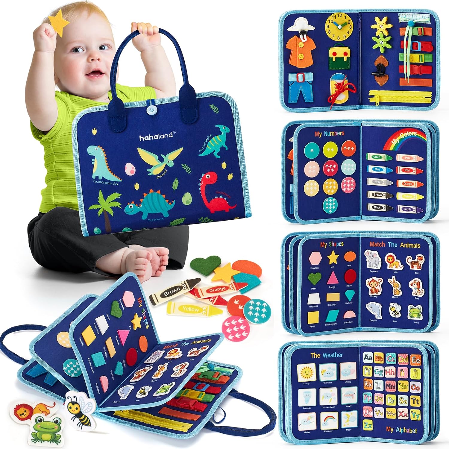 Hahaland Montessori Busy Board - Learning Toys for Toddlers 2-3