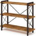 HCHQHS Bookshelf 3-Tier Industrial Bookcase - Rustic Open Shelf