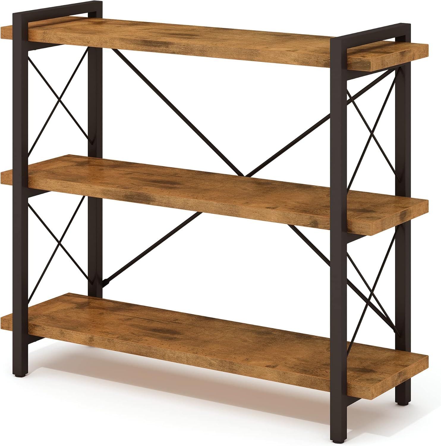 HCHQHS 3-Tier Industrial Bookcase for Rustic Home Decor