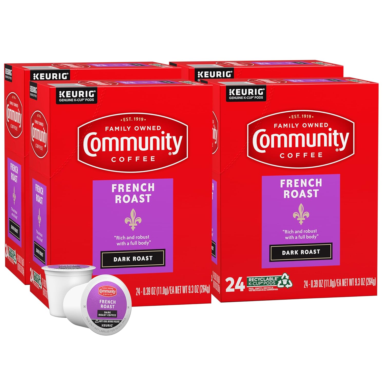 Community Coffee French Roast Pods - Extra Dark, 96 Count