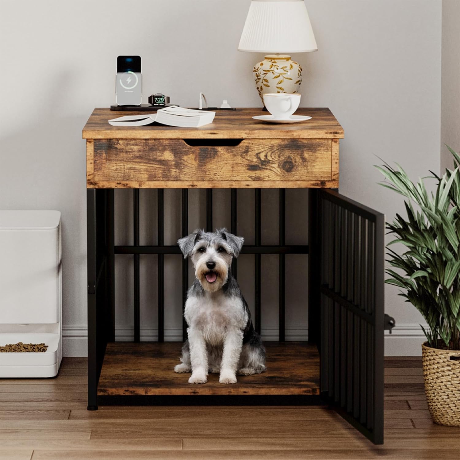 IRONCK Dog Crate Furniture for Small Dogs with Charging Station