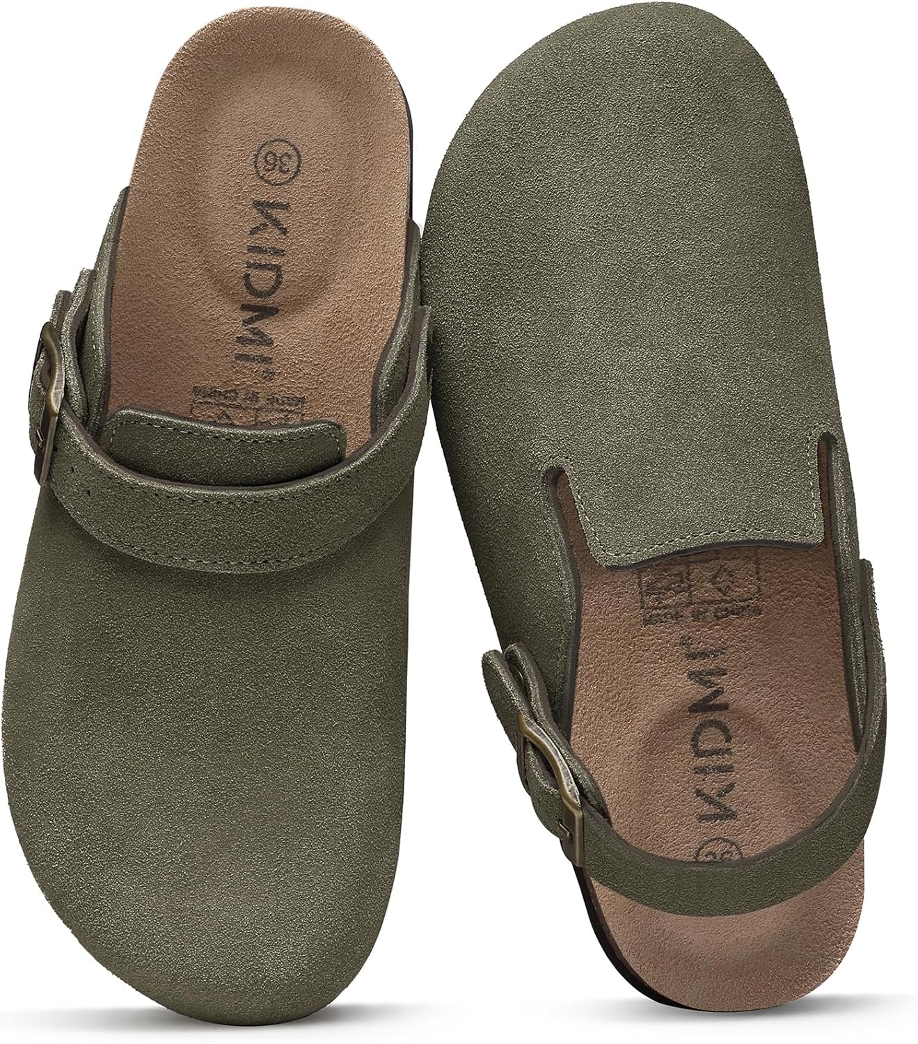 KIDMI Women's Suede Clogs with Back Strap for Ultimate Comfort