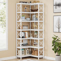 7-Shelf Corner Bookshelf - Tall Modern Corner Bookcase for Small