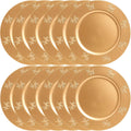 Christmas Reindeer Gold Charger Plates Set of 6 - Elegant 13in