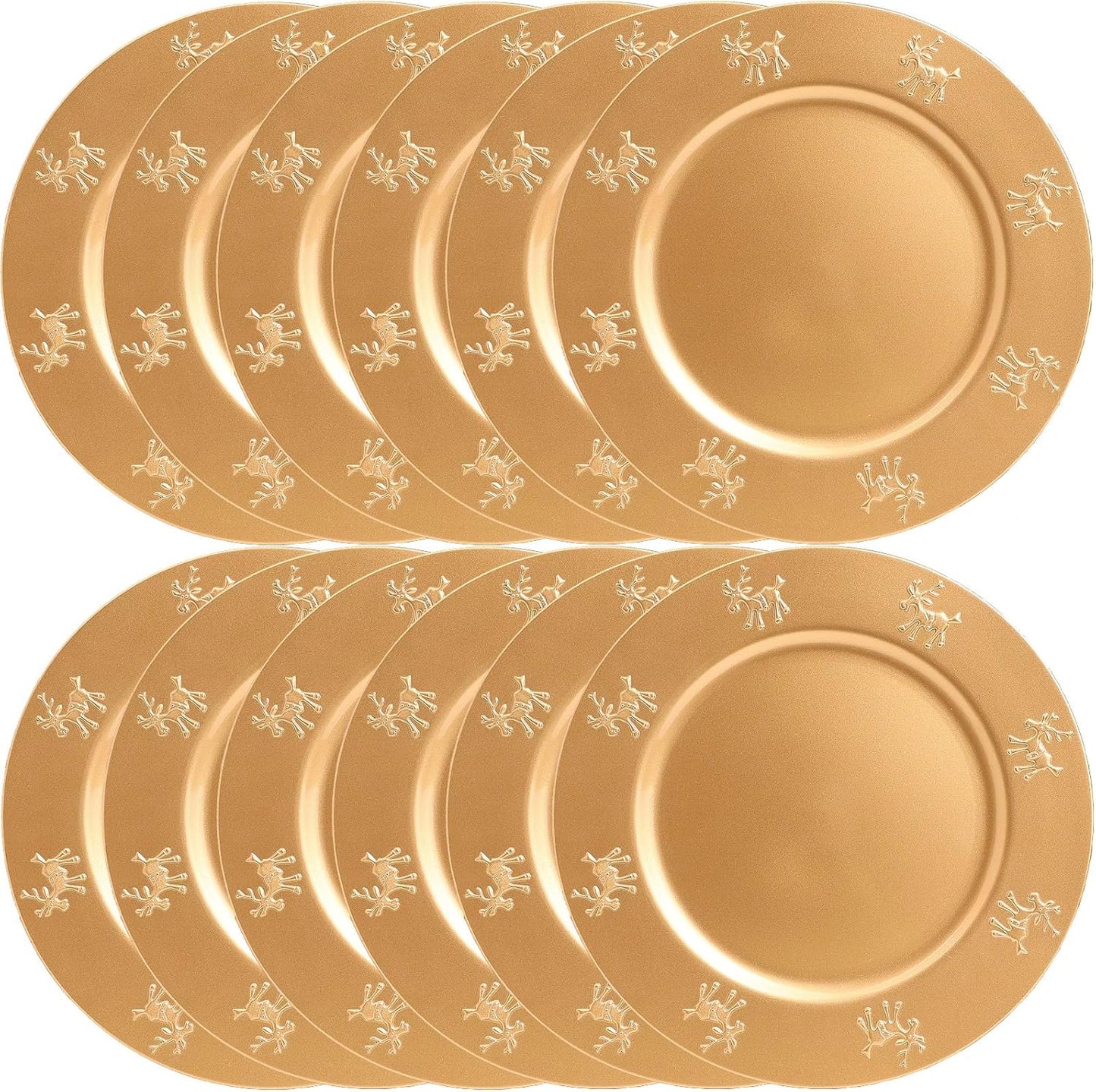 Christmas Reindeer Gold Charger Plates Set of 6 for Elegant Dining