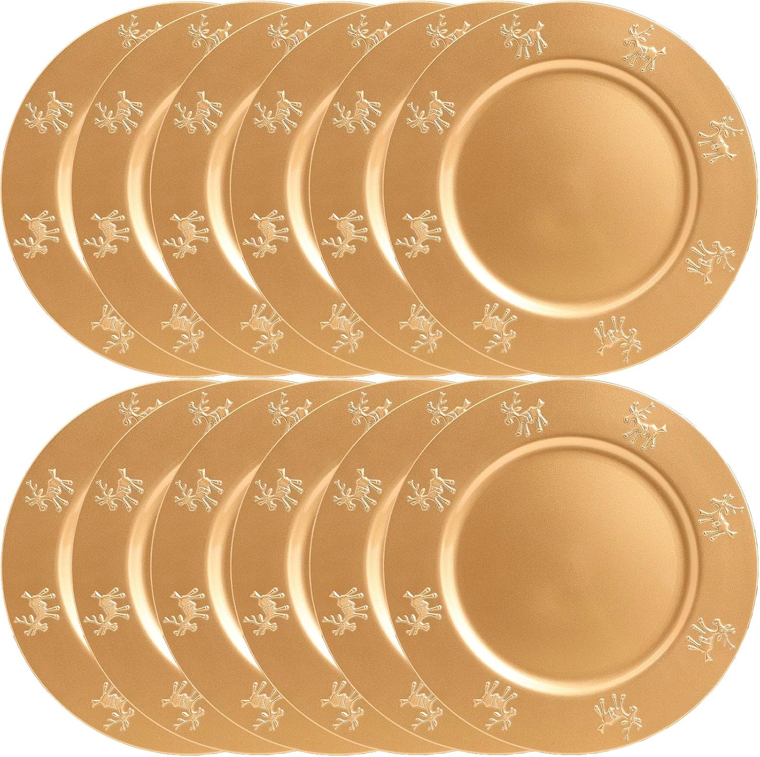Christmas Reindeer Gold Charger Plates Set of 6 for Elegant Dining