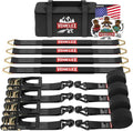 Car Tie Down Axle Straps Double J-Hooks - Secure Heavy Duty Kit