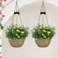 Hanging Planters Basket 2-Pack - Solar Self Watering Copper Finish