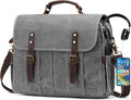 Messenger Bag for Men 15.6 in Vintage Canvas and Genuine Leather