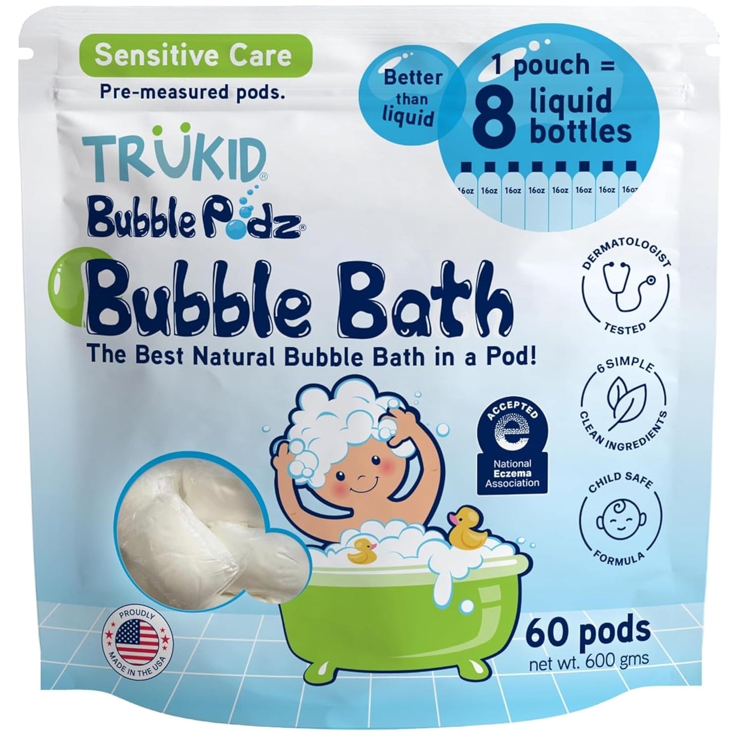 TruKid Bubble Podz Bubble Bath for Kids, Gentle and Fun