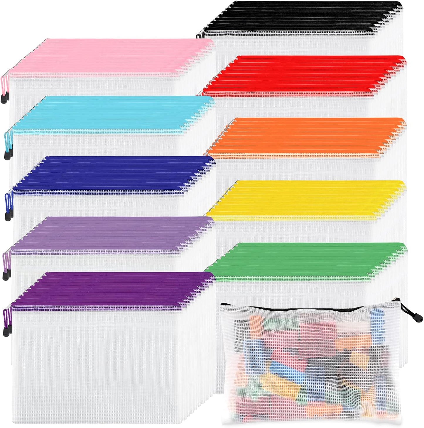 100pcs Mesh Zipper Pouch for Organizing Storage and More