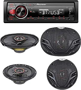 Pioneer Stereo Bluetooth In-Dash Receiver with Alphasonik Speakers