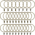 Curtain Clip Rings with Clips 28 Pack - Rustproof Bronze Drapery Rings