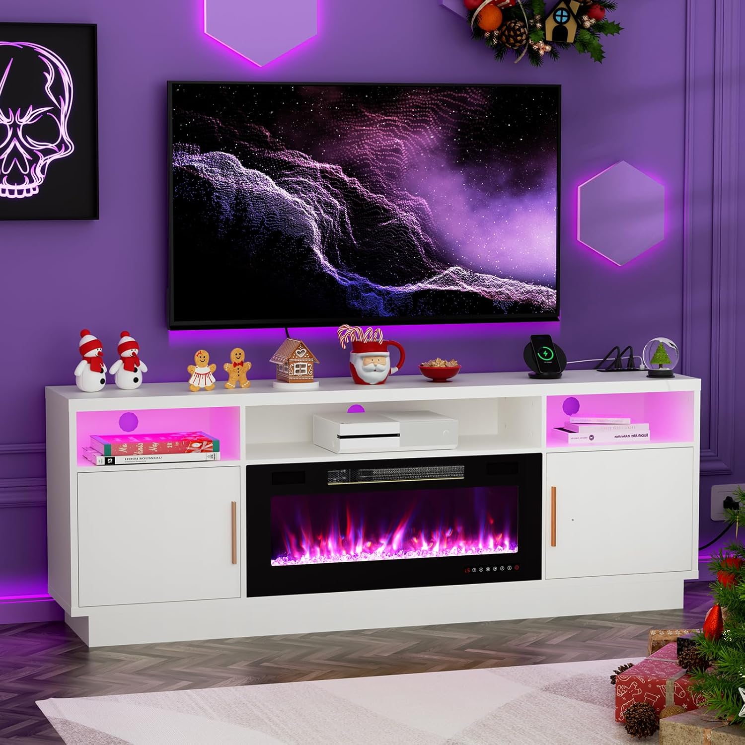 BREEZEHEAT 70 Fireplace TV Stand - Modern & Spacious