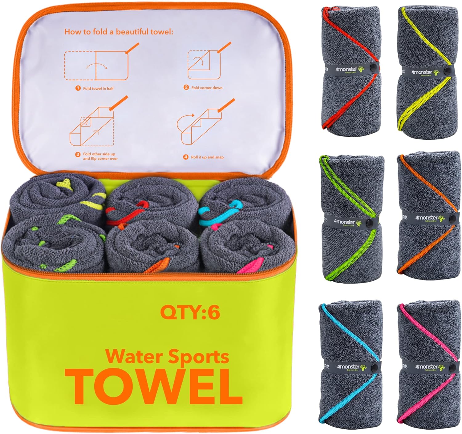4Monster Microfiber Camping Towel Set for Travel and Sports