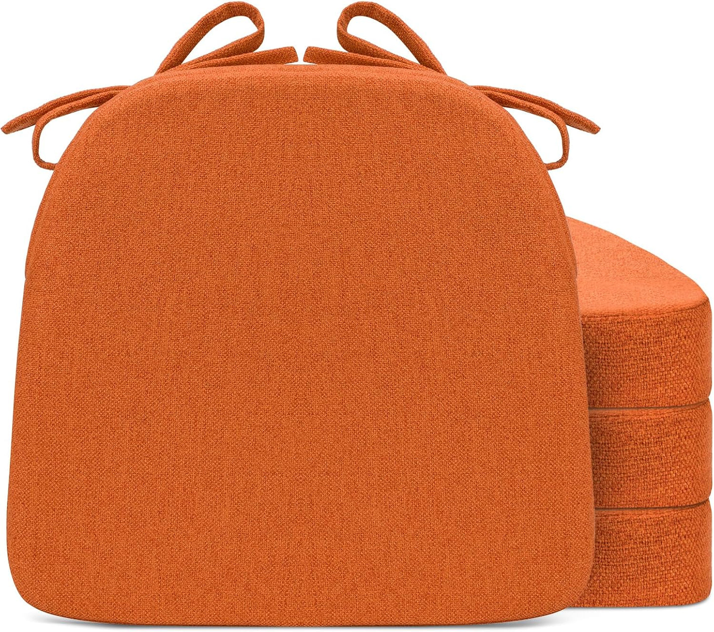 D-Shaped Chair Cushions for Dining Chairs - Set of 4 in Orange