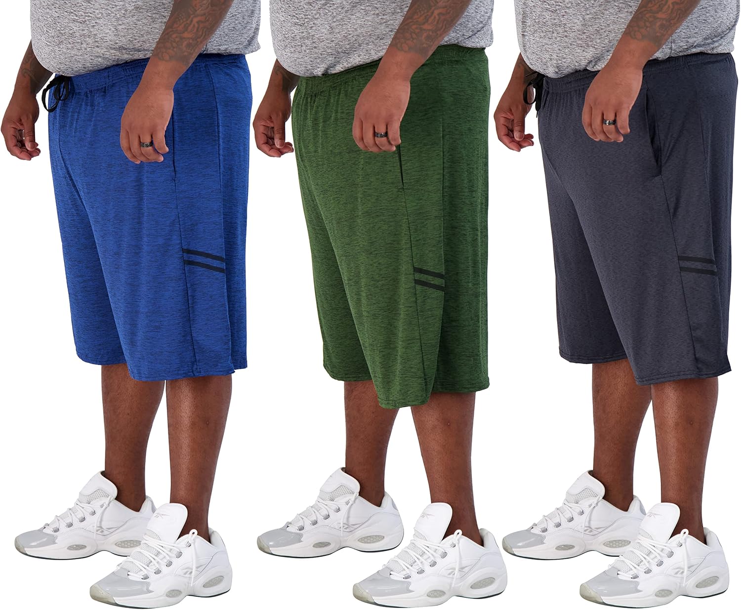 Real Essentials Men's Big & Tall 3-Pack Dry Fit Athletic Shorts