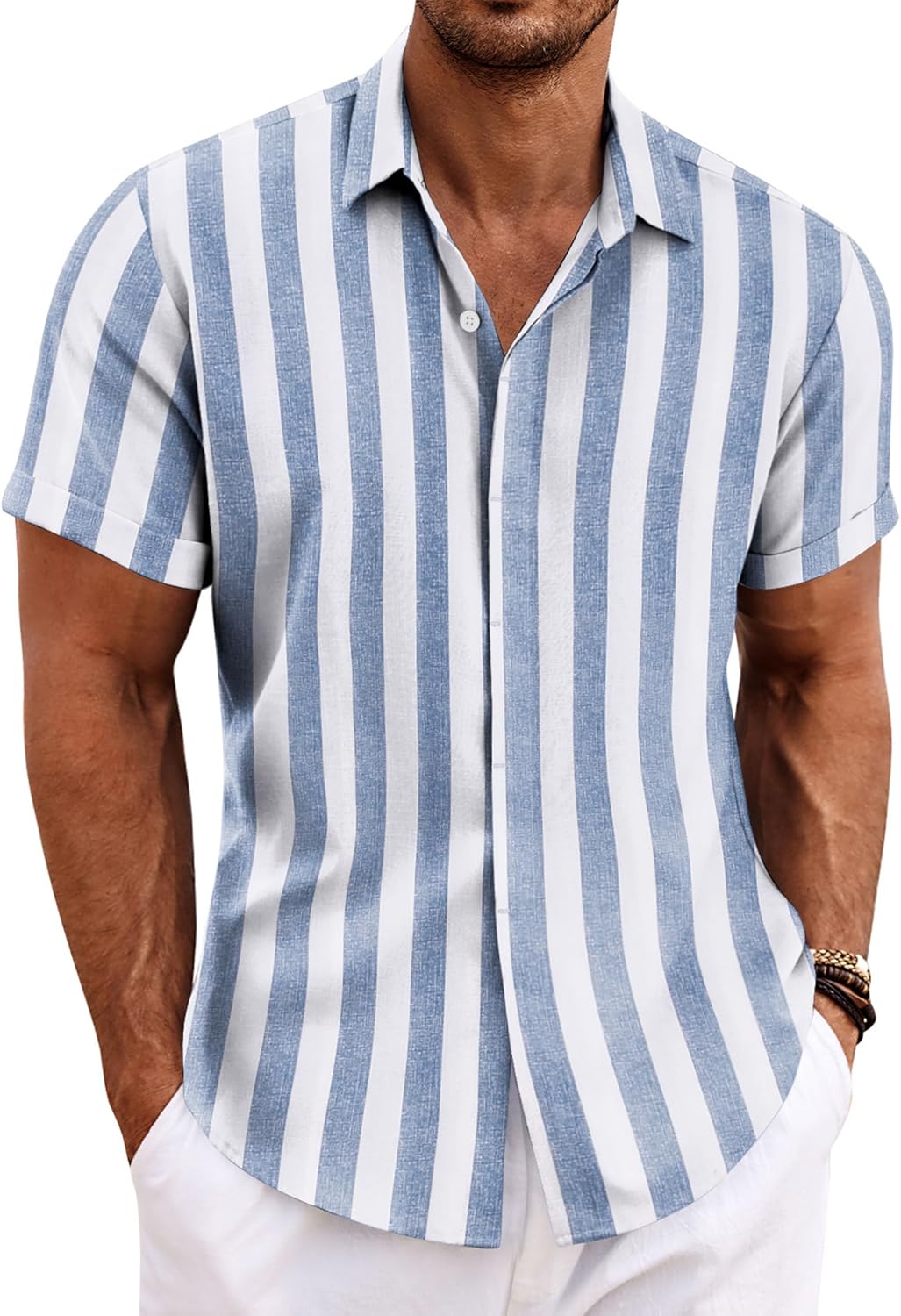 COOFANDY Men's Linen Shirts for Casual Summer Beach Style