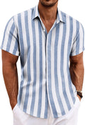 Men's Linen Short Sleeve Button Down Shirt - Lightweight Summer Linen