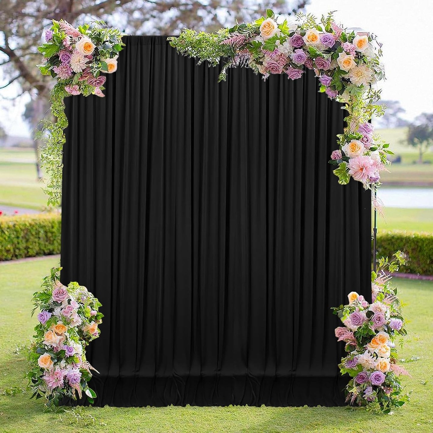 MEETSKY Black Party Backdrop 10ftx8ft - 2 Panels