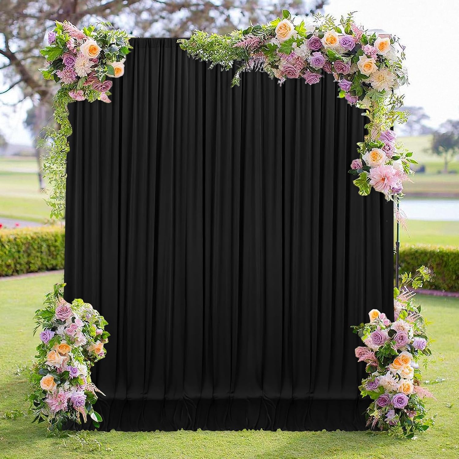 MEETSKY Black Party Backdrop 10ftx8ft - 2 Panels