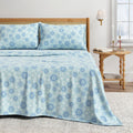 Blue Snowflake Queen Christmas Flannel Sheet Set - 100% Turkish Cotton