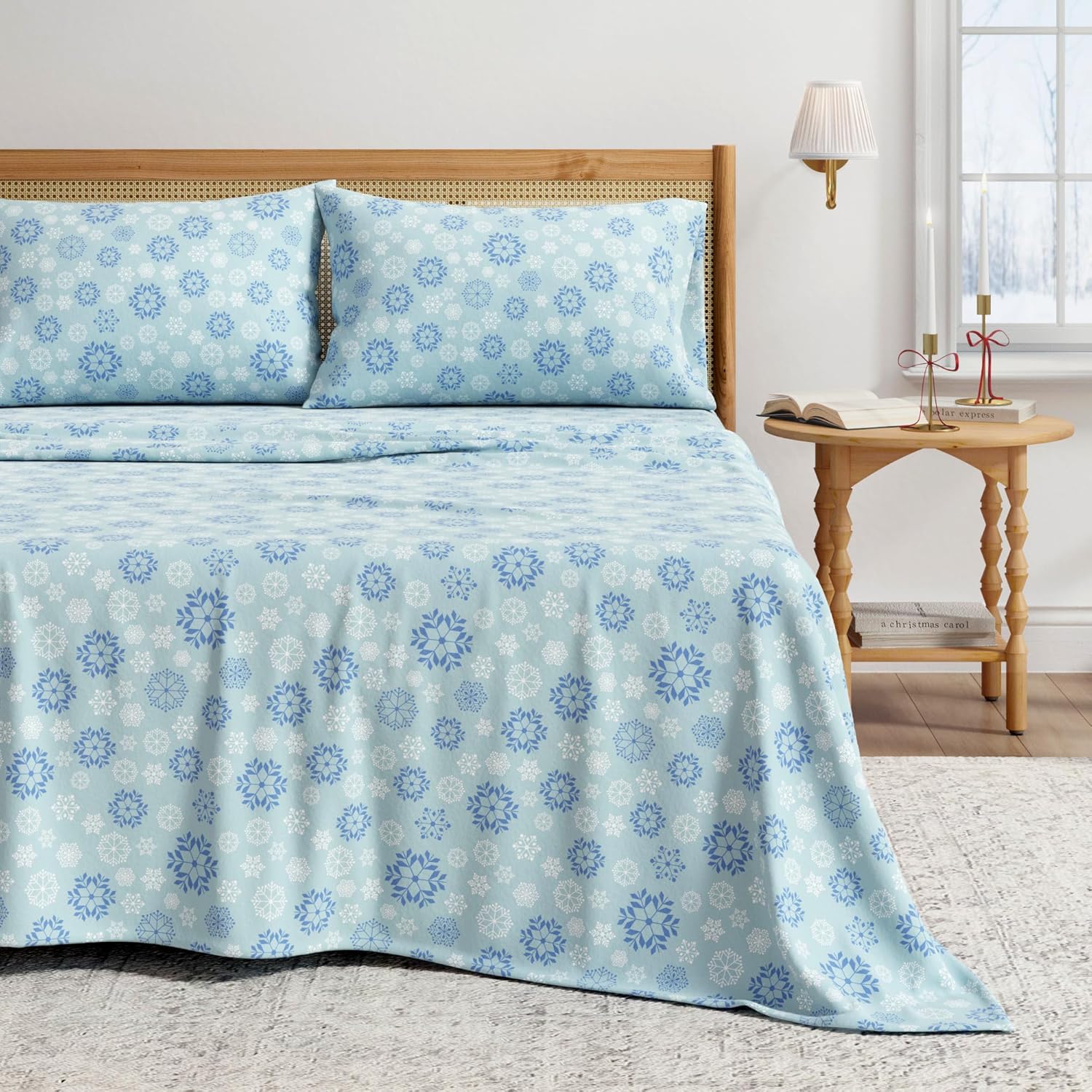 Cozy Christmas Flannel Sheet Set Queen Size - Soft Turkish Cotton