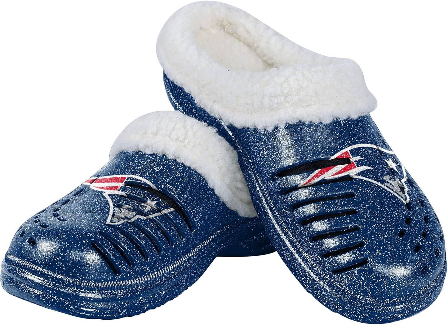 FOCO Women's NFL Team Logo Sherpa Lined Glitter Shoes Clogs