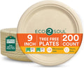 ECO SOUL 9 in Compostable Paper Plates 200 Pack - Sturdy Eco