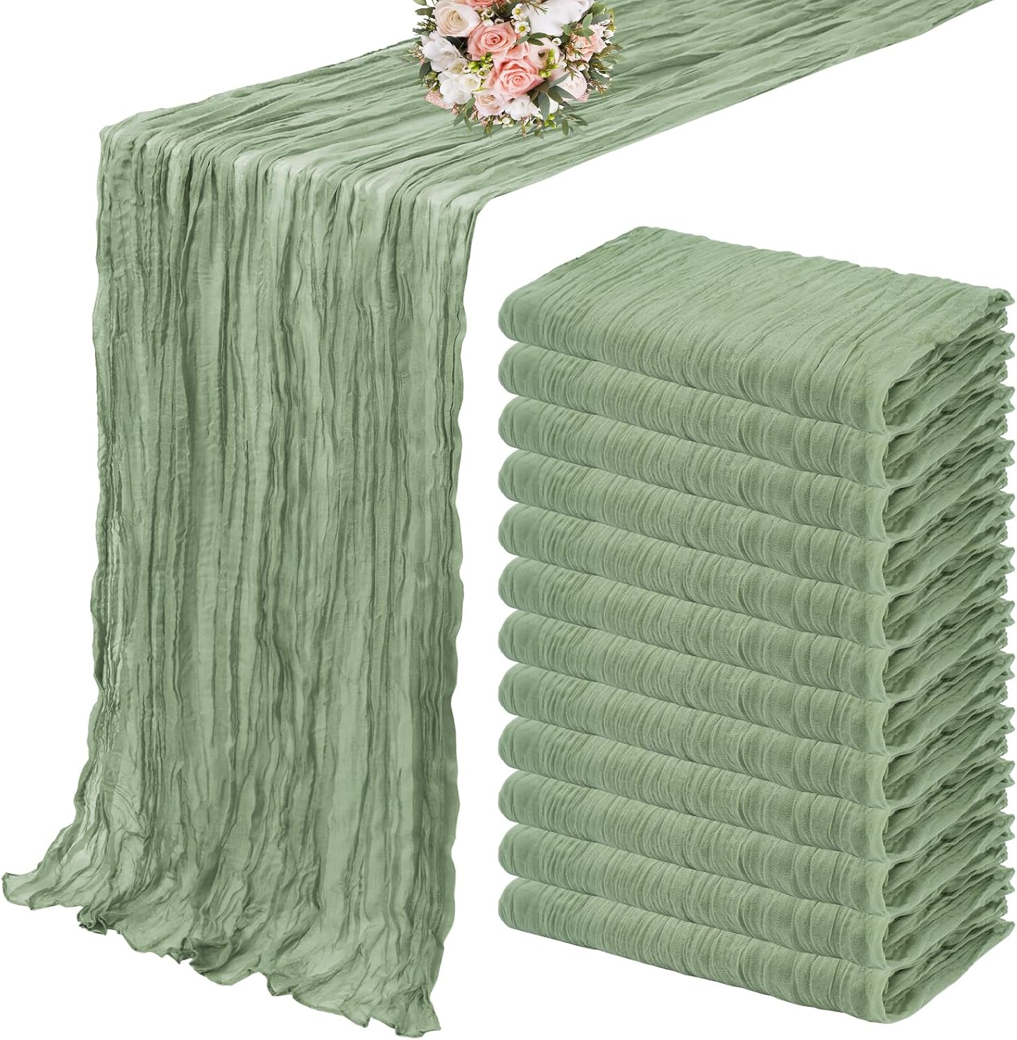 YMHPRIDE 12 Pack Cheesecloth Table Runner for Elegant Events