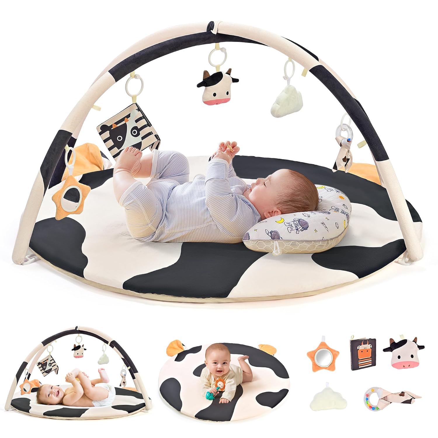 2PM SPORTS Cow Theme Play Mat: Interactive & Easy Clean