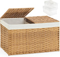 Storage Basket with Lid Rattan Storage Basket with 2 Separate Lid