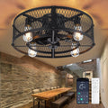 20in Caged Ceiling Fan with Light and Remote App Control - Rustic