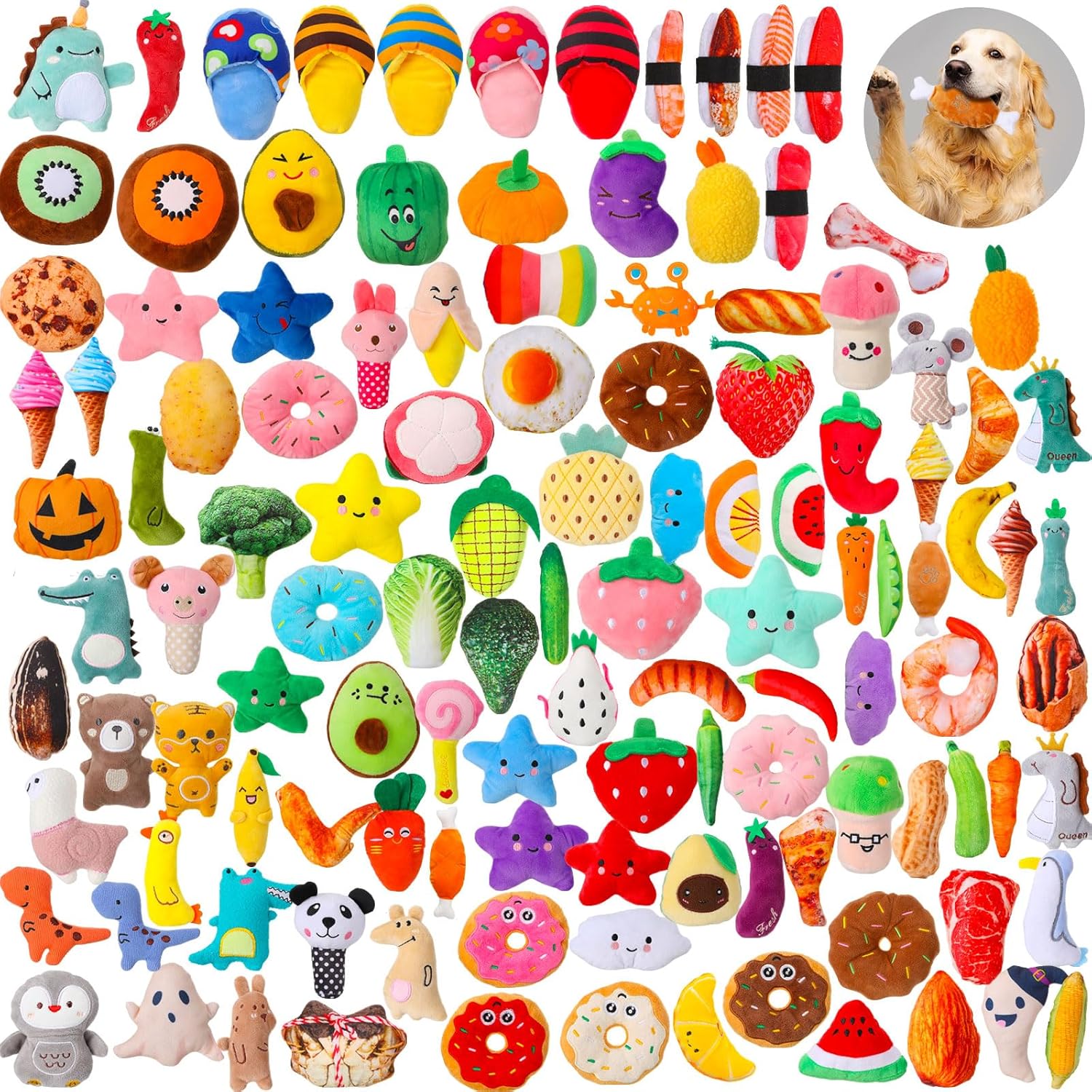 Libima 120 Pack Small Squeaky Dog Toys for Chewing Fun