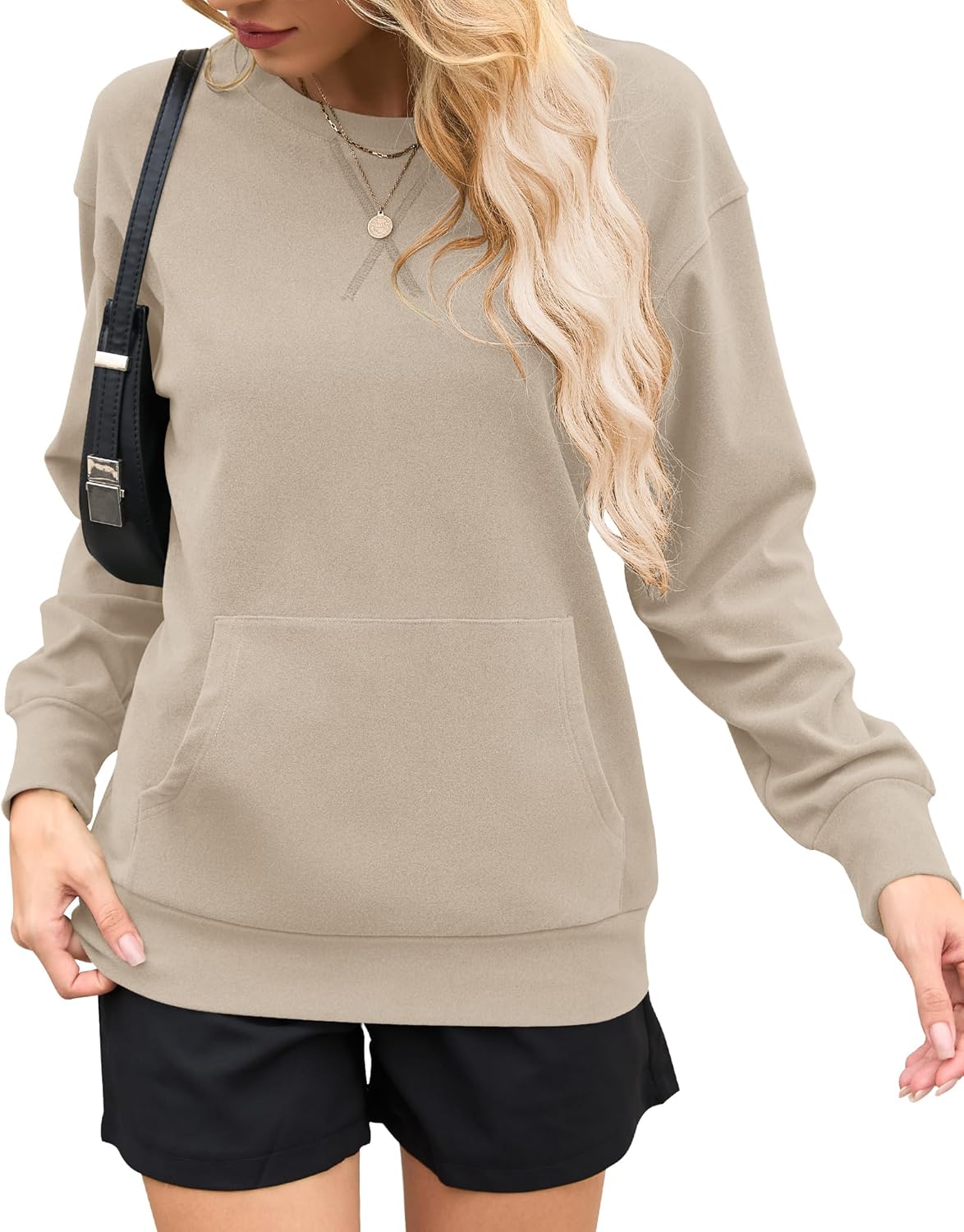Womens Long Sleeve Sweatshirt Casual Crewneck Pullover Tops